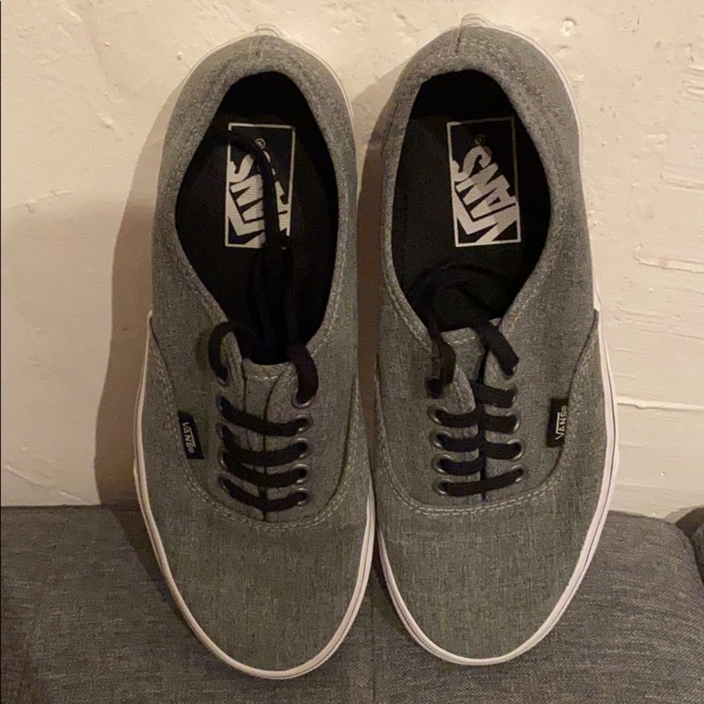 Grey and White Vans with Black Laces